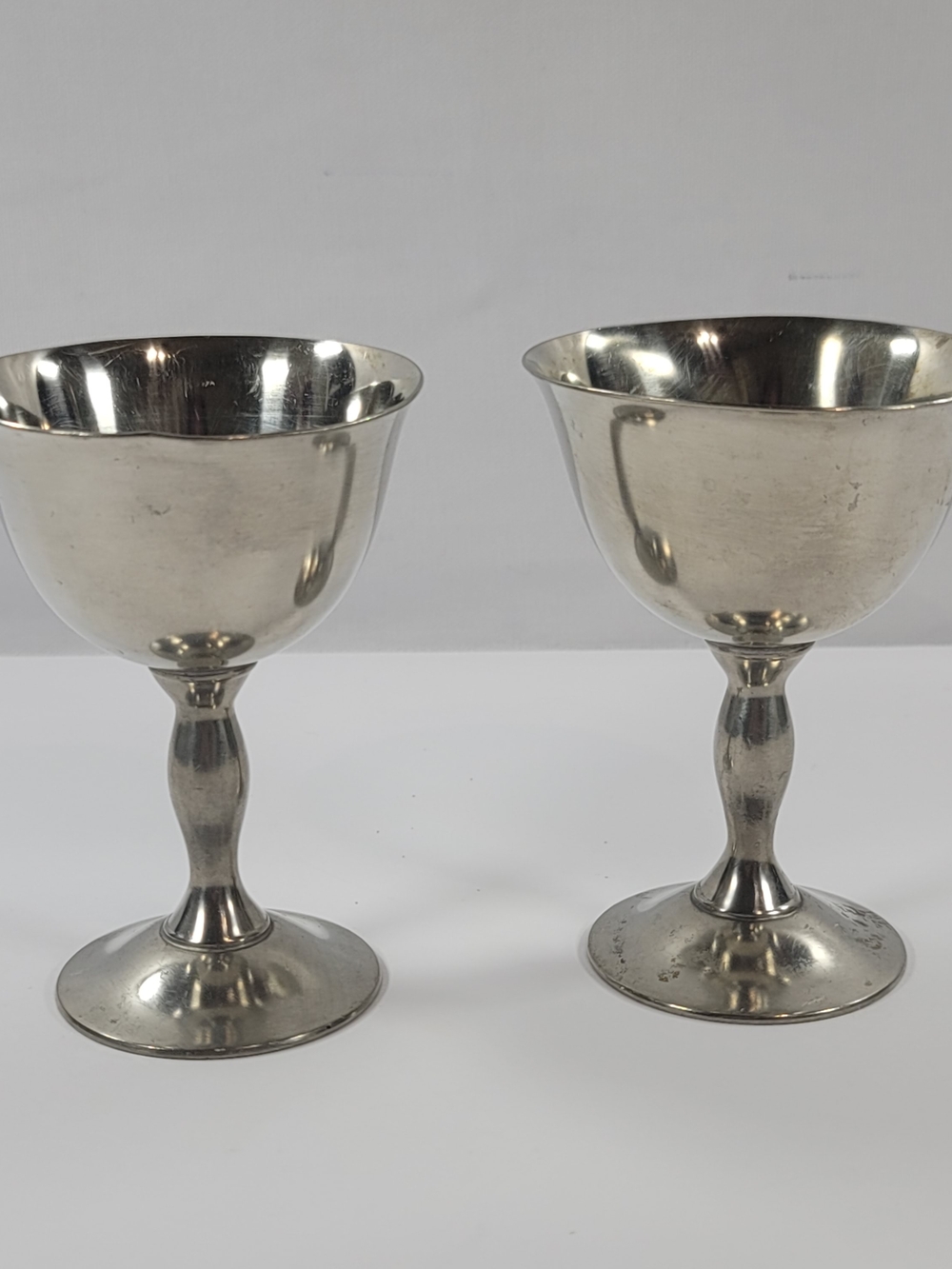 Vintage Pair Silver-Plated Goblets Set Of 2 Mid-Century